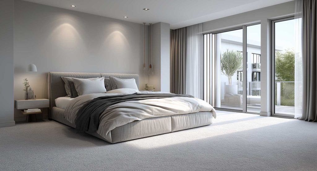 Bedroom with carpet