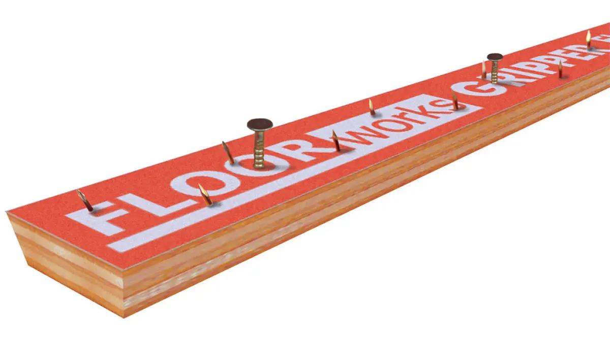 Gripperrods Floorworks Gripper for stairs - Microplast Tape & wood nail - 100 x 1,52 m.