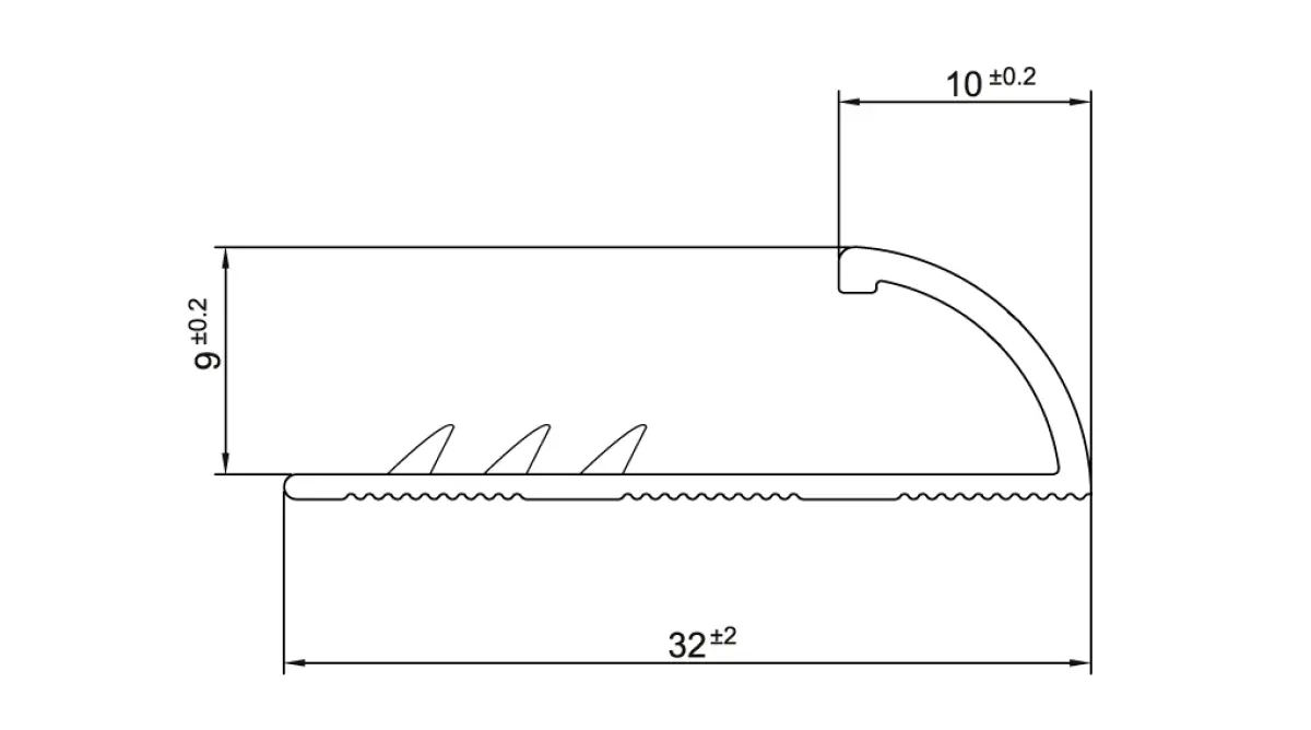 Heavy aluminum carpet edge trim 9 mm matte silver