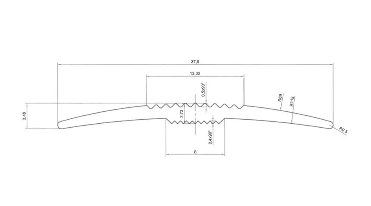 Alu naadafdekstrip 37 mm geborsteld nikkel zelfklevend